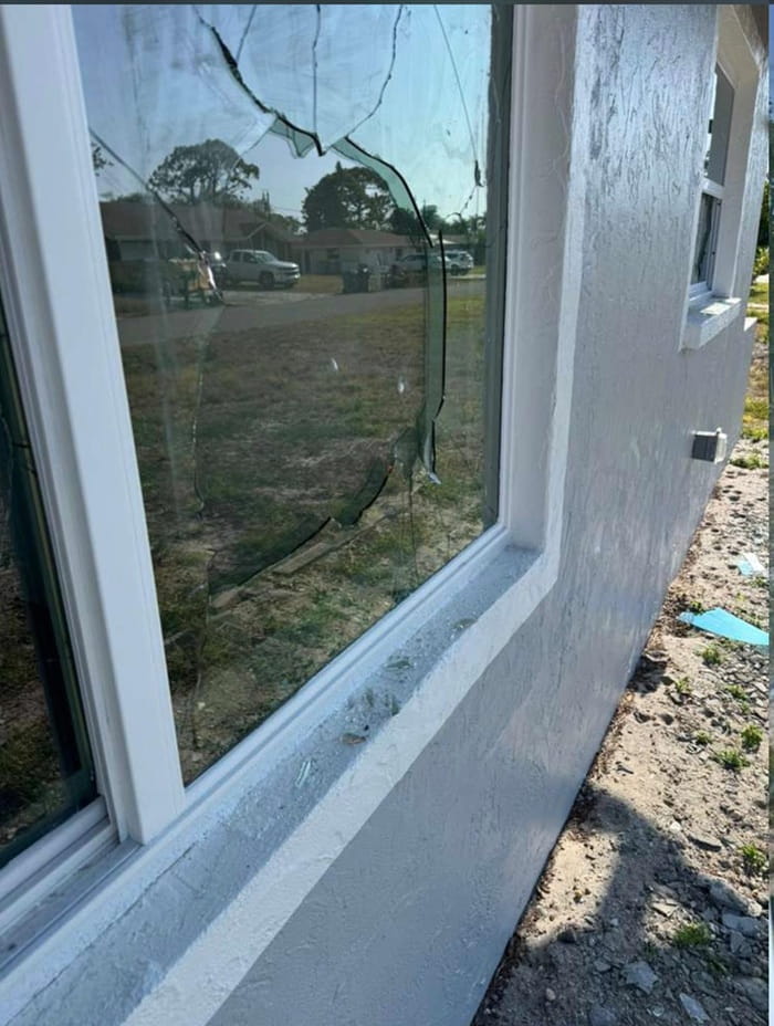 Broken window glass