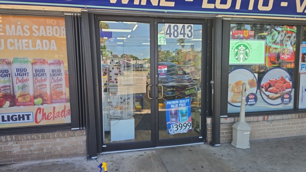Commercial sliding glass door replacement example